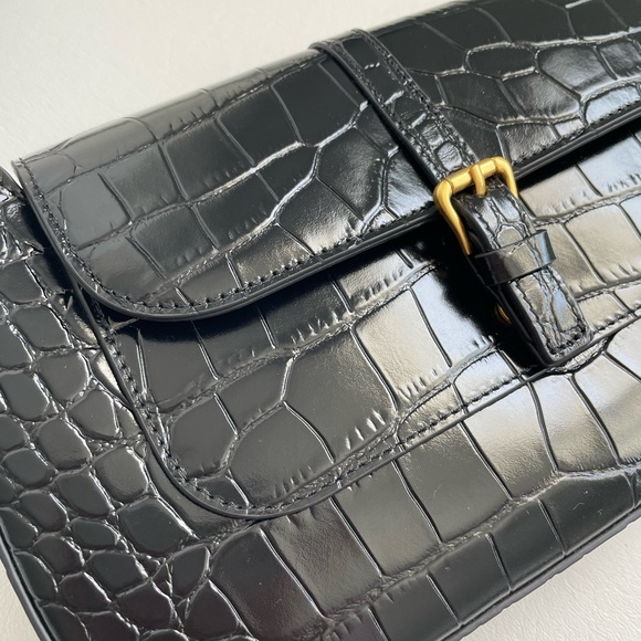 By Far Miranda black croc leather shoulder bag - Picture 4 of 7